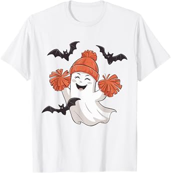 Funny Cheer Ghost Cheerleading Spooky Cheerleader Halloween T-Shirt