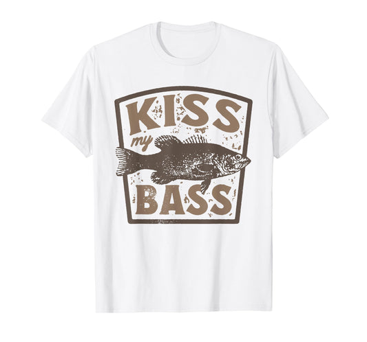 Funny Kiss My-Bass Fishing Lover Bass Fisher Womens Mens T-Shirt
