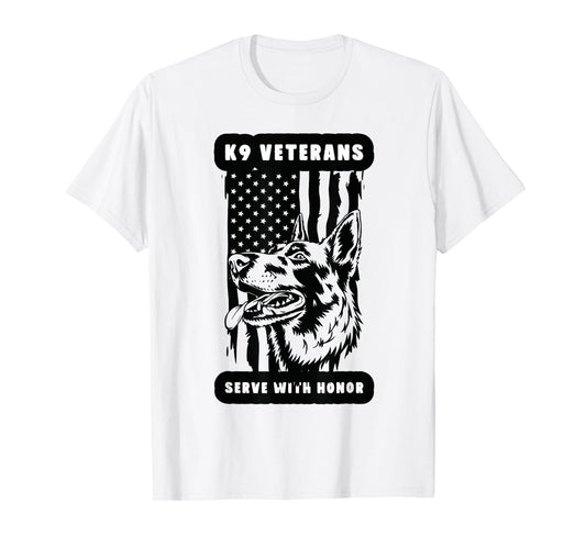 K9 Veteran Military Working Dog USA US Flag K9 Veterans Day T-Shirt