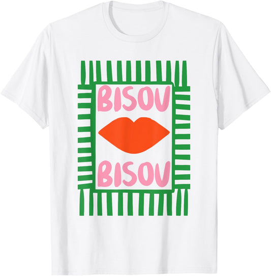 Retro French Bisous Paris Vacation Summer Vibes T-Shirt