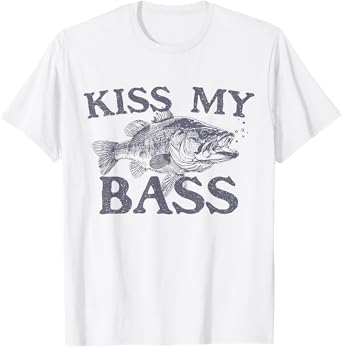 Vintage Kiss My-Bass Fishing Lover Bass Fisher Womens Mens T-Shirt