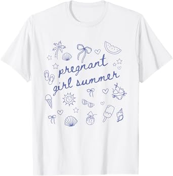Vintage Pregnant Girl Summer Beach Pregnancy Announcement T-Shirt