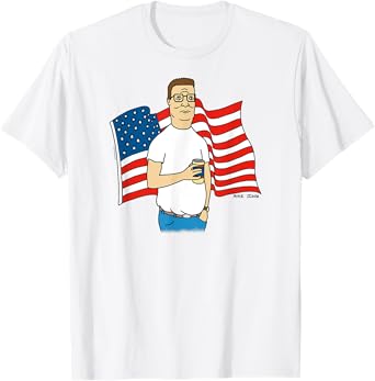 King of the Hill Hank Hill and American Flag Cartoon T-Shirt