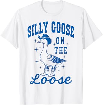 Western Cowboy Duck Rodeo Silly Goose On The Loose Funny T-Shirt