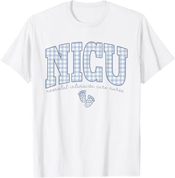 Women NICU Neonatal Intensive Care Nurse NICU Nurse Gingham T-Shirt