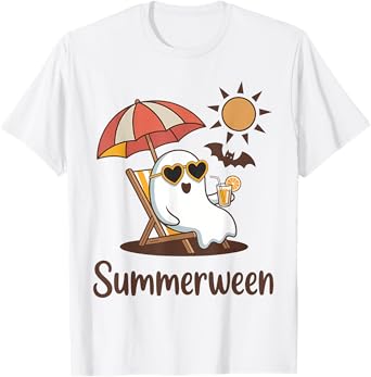 Funny Summerween Cute Spooky Summer Ghost Halloween Lover T-Shirt