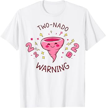 Funny Two-nado Warning 2nd Birthday Pink Tornado Birthday T-Shirt