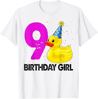 Funny Birthday Girl 9 Duck Tee Shirt Women Duck Lovers T-Shirt