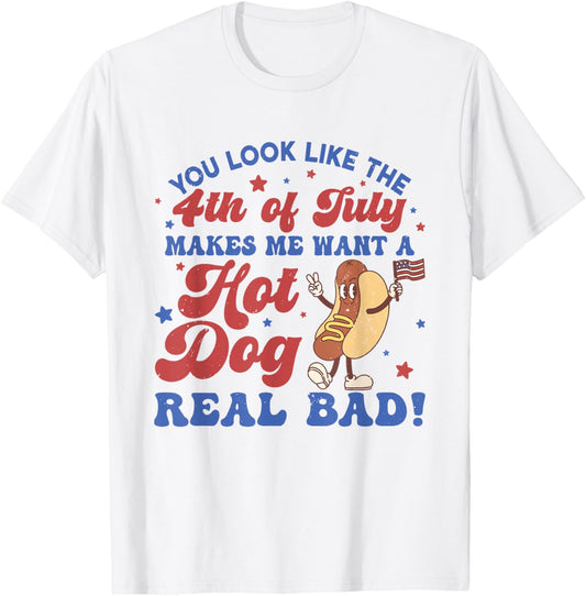 Retro You Look Like The 4th Of July Hot Dog Toddler Kids T-Shirt