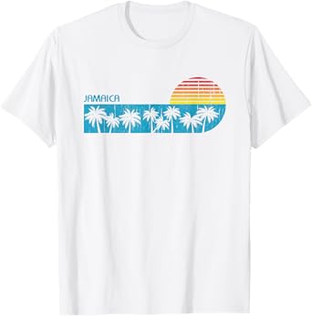 Vintage Jamaica Beach Vacation Palm Trees Caribbean Cruise Men Women Kids T-Shirt