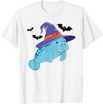 Lazy Witch Manatee Halloween Sea Cow Costume Kids T-Shirt