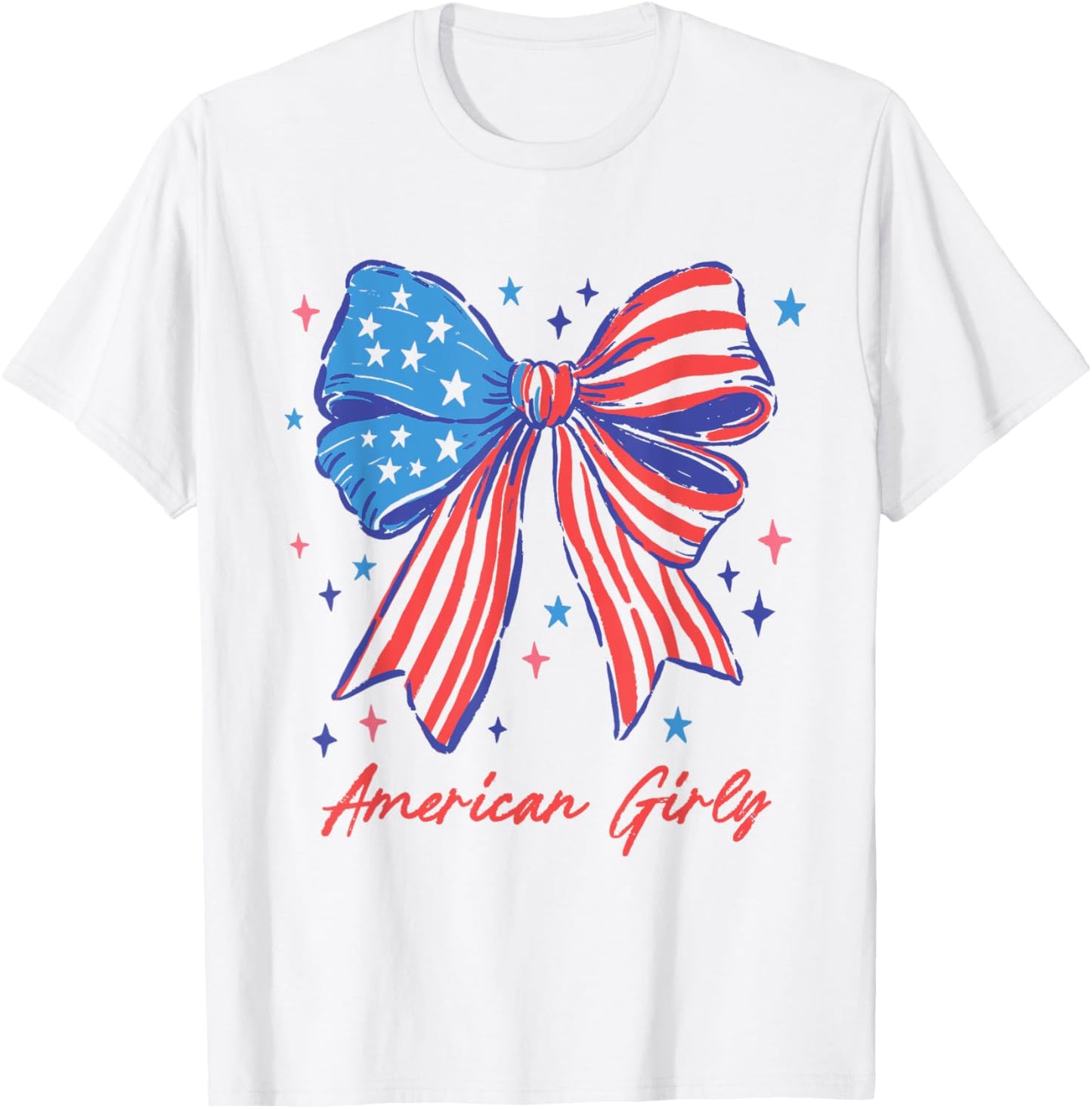 Patriotic Bow American Girly Shirt Stars and Stripes Art T-Shirt
