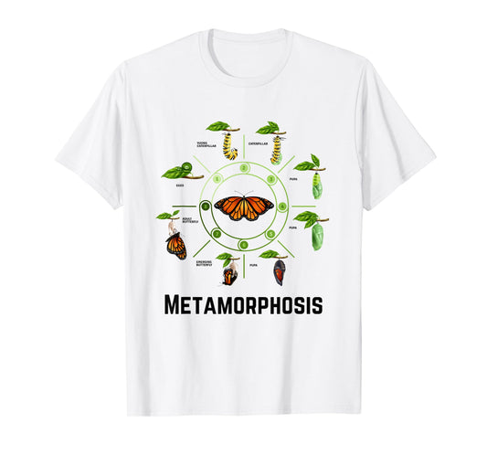 Funny Caterpillar Lifecycle Metamorphosis Monarch Butterfly T-Shirt