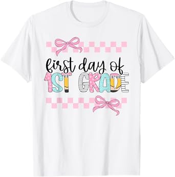 First Day Of 1st Grade Teacher Girl Coquette Back To School T-Shirt