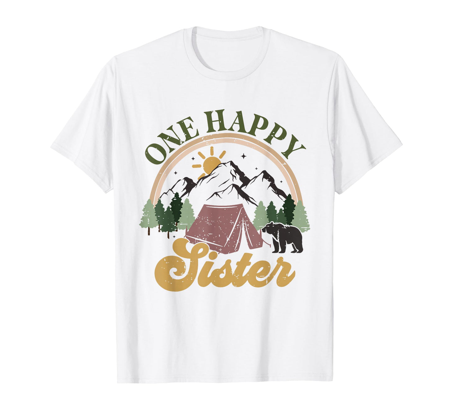 Cute One Happy Camper Birthday Decorations One Happy Sister T-Shirt