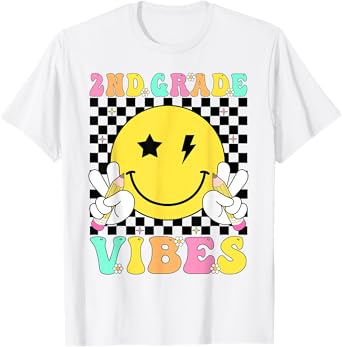 2nd Grade Vibes Retro Smile Teacher Kids Team Second Grade T-Shirt