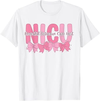 Coquette NICU Nurse Pink Bow Neonatal Intensive Care Unit T-Shirt