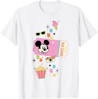 Disney Mickey Mouse Disneyland Celebration Retro Park Ticket T-Shirt