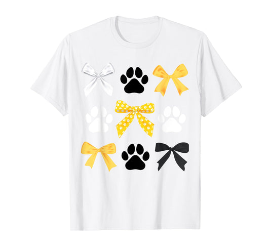 Coquette Bows and Paw Print Trendy School Spirit Teacher T-Shirt