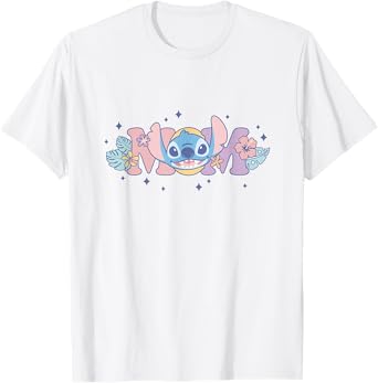Disney Lilo & Stitch Mom Cute Stitch Floral Pastel Colors T-Shirt
