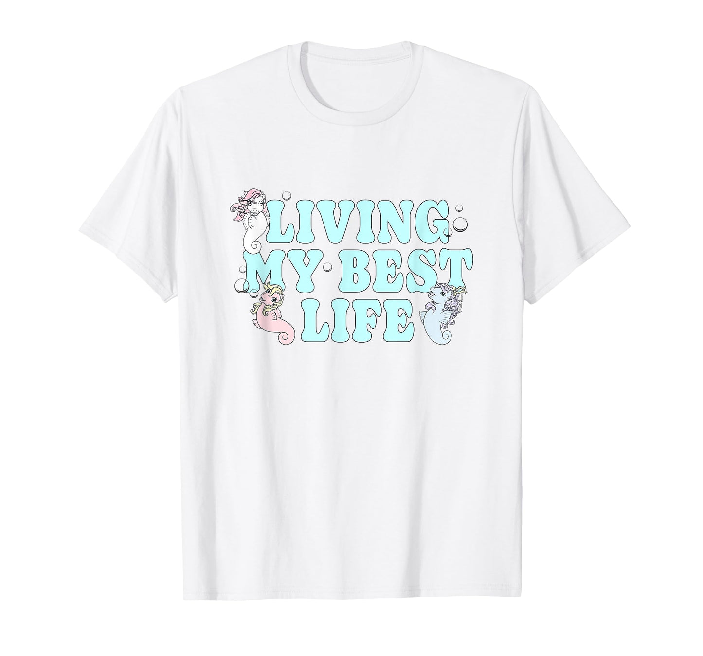My Little Pony Living My Best Life Cute Seaponies Chest Logo T-Shirt