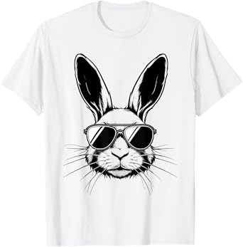 Bunny Face With Glasses Shirt Men Boys Kids Easter Day T-Shirt