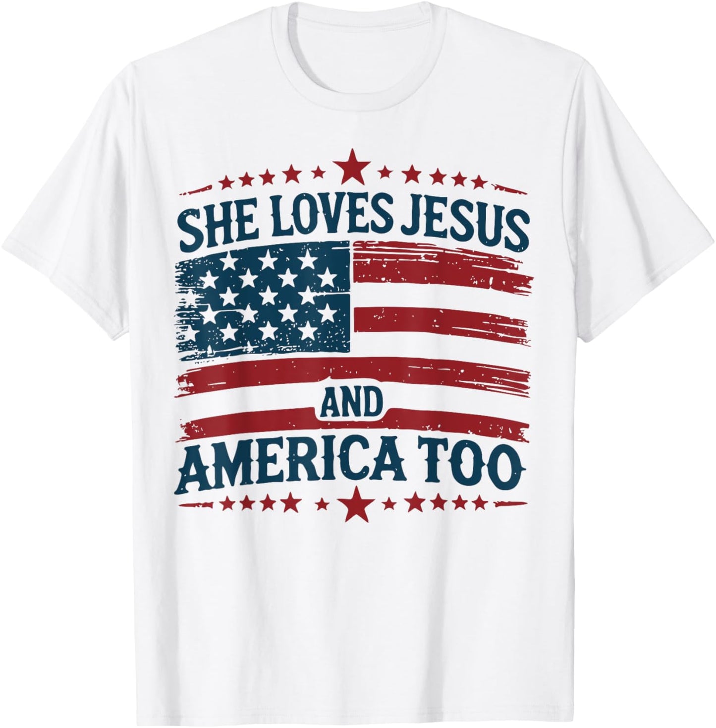 She Loves Jesus And America Too Christian 4th Of July T-Shirt