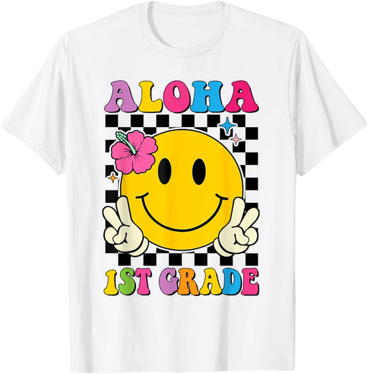 Aloha First Grade Teacher Summer Vacation Beach Hawaiian T-Shirt