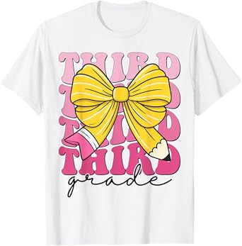 Third Grade Pencil Coquette Bow Back To School 3rd Grade T-Shirt