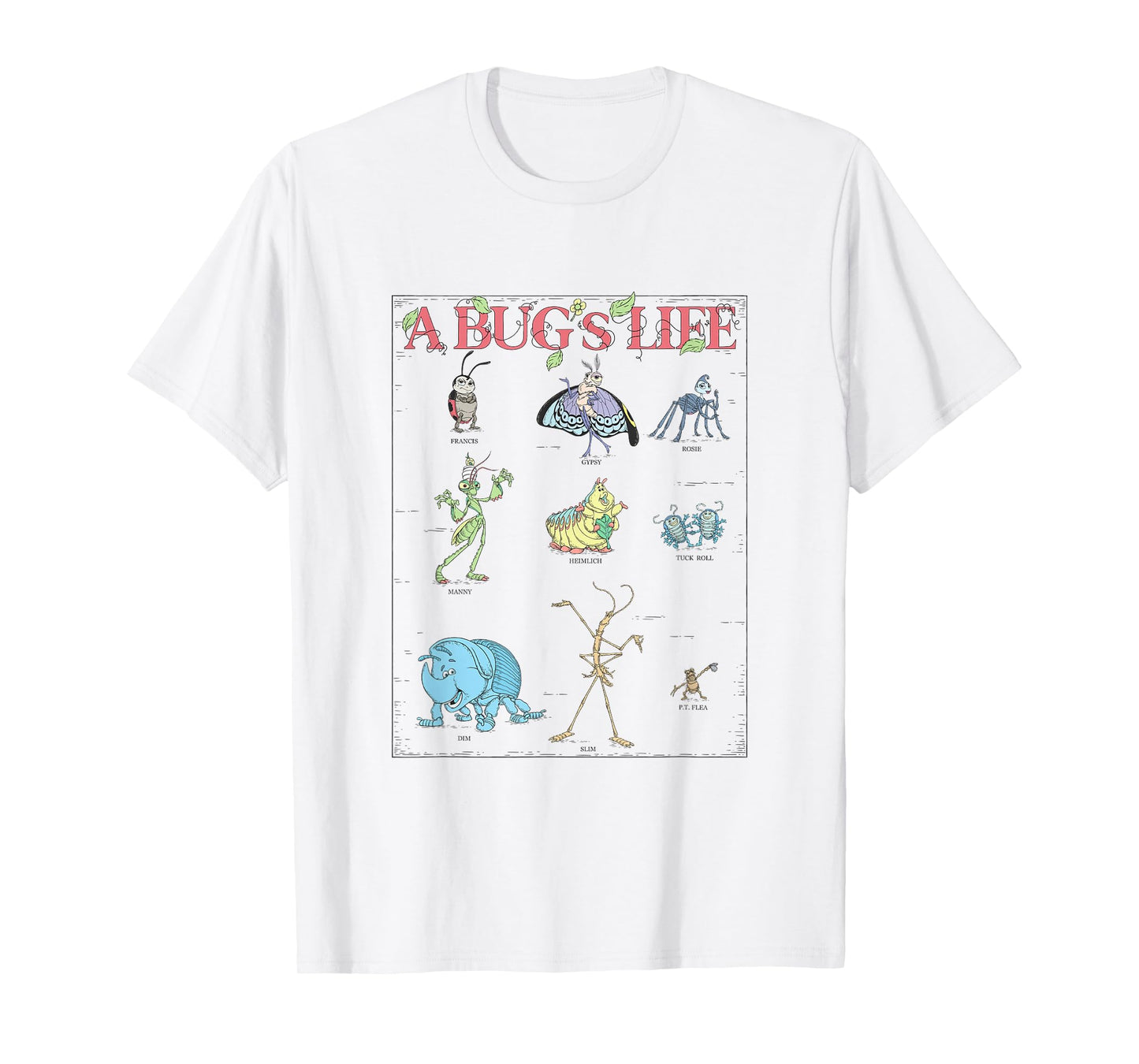 Disney Pixar A Bug's Life Iconic Circus Bugs Characters Logo T-Shirt