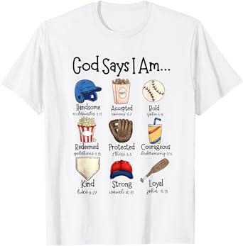 God Says I Am Baseball Christian Jesus Bible Verse Religious T-Shirt