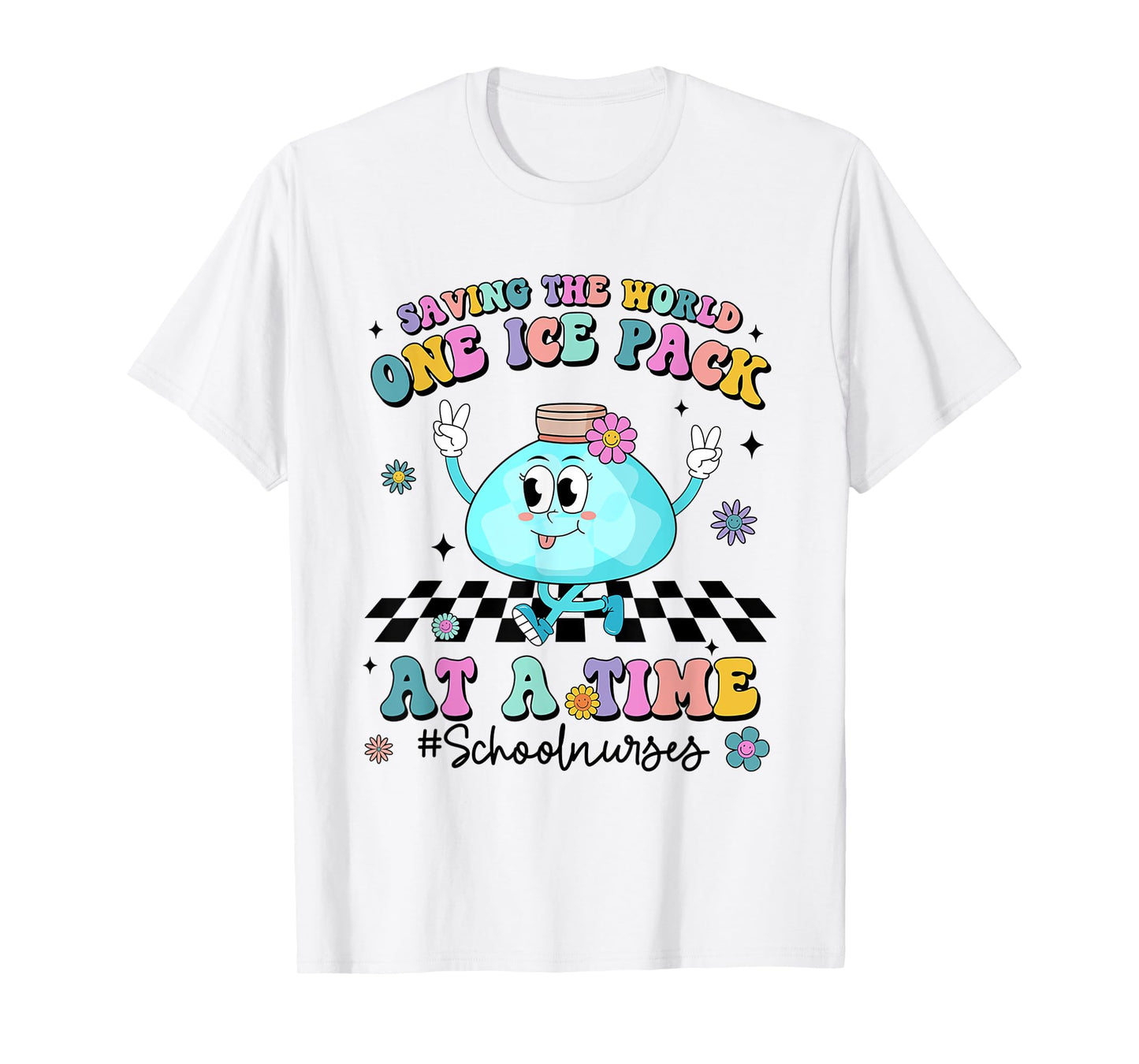 Saving The World One Ice Pack At Time Retro School Nurse T-Shirt