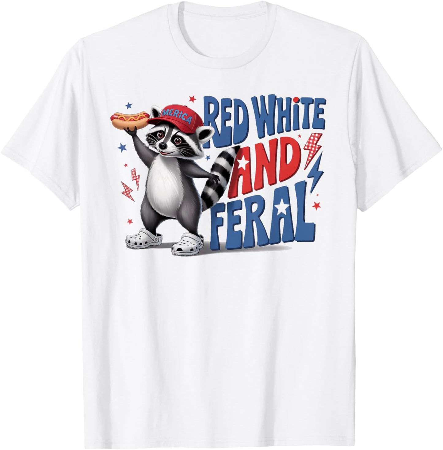 Funny Raccoon 4th Of July Patriotic Cute Red White And Feral T-shirt