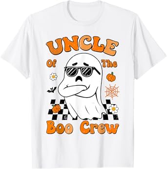 Uncle Of The Boo Crew Groovy Retro Family Halloween Funny T-Shirt