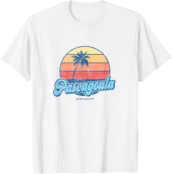 Vintage Pascagoula Mississippi MS Classic 70s Retro Surfer T-Shirt