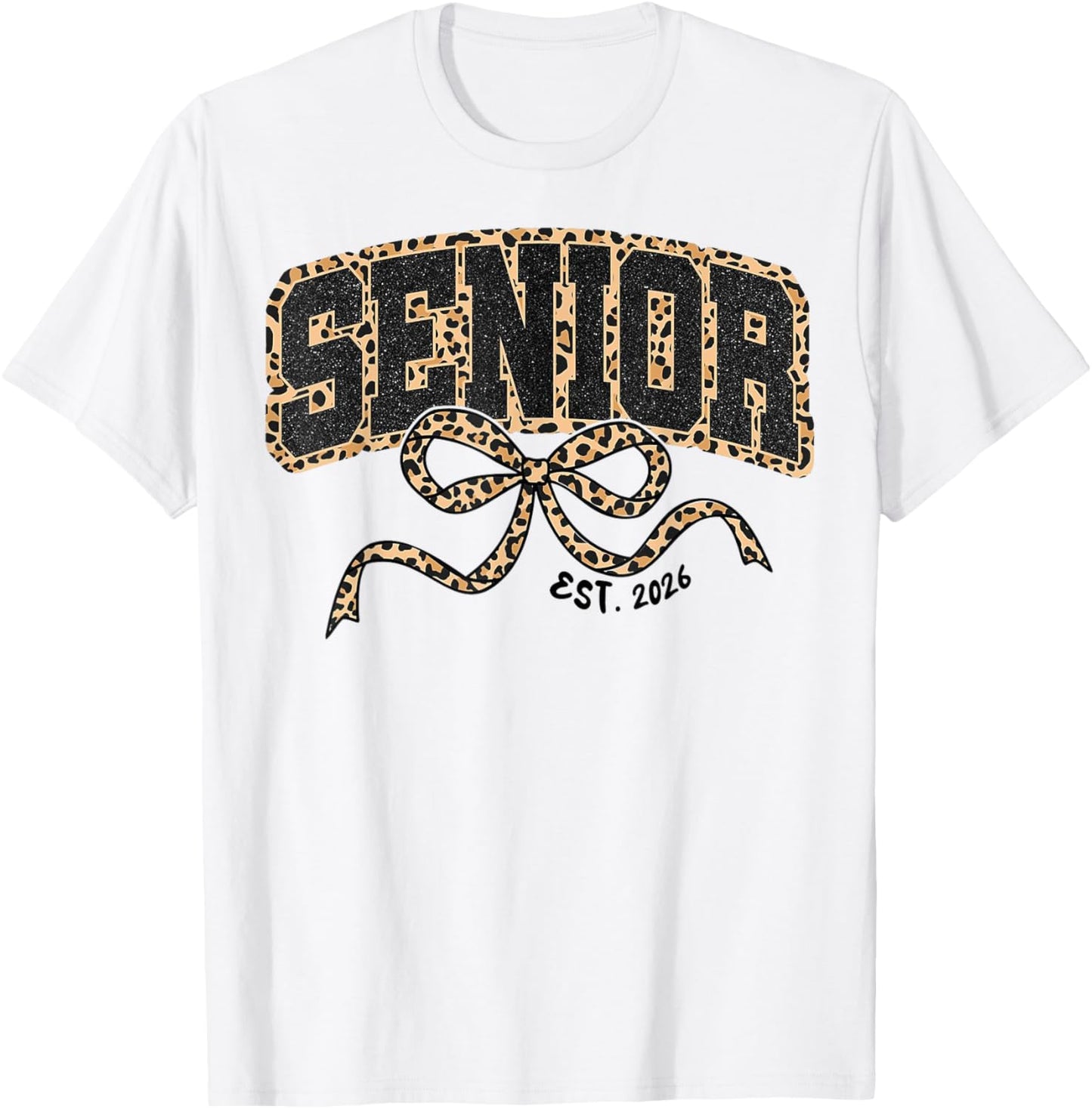 Senior 2026 Leopard Class of 2026 Retro Cheetah Senior Bow T-Shirt