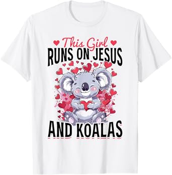 Funny Koala Animal This Girl Runs On Jesus And Koalas T-Shirt