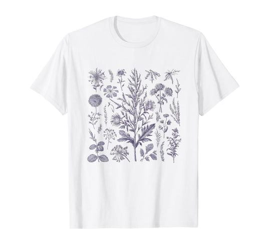 Vintage Inspired Flower Botanical Naturalist T-Shirt