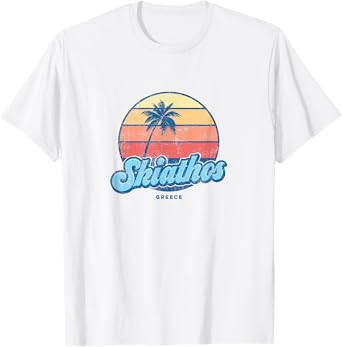 Vintage Skiathos Greece Classic 70s Retro Surfer T-Shirt