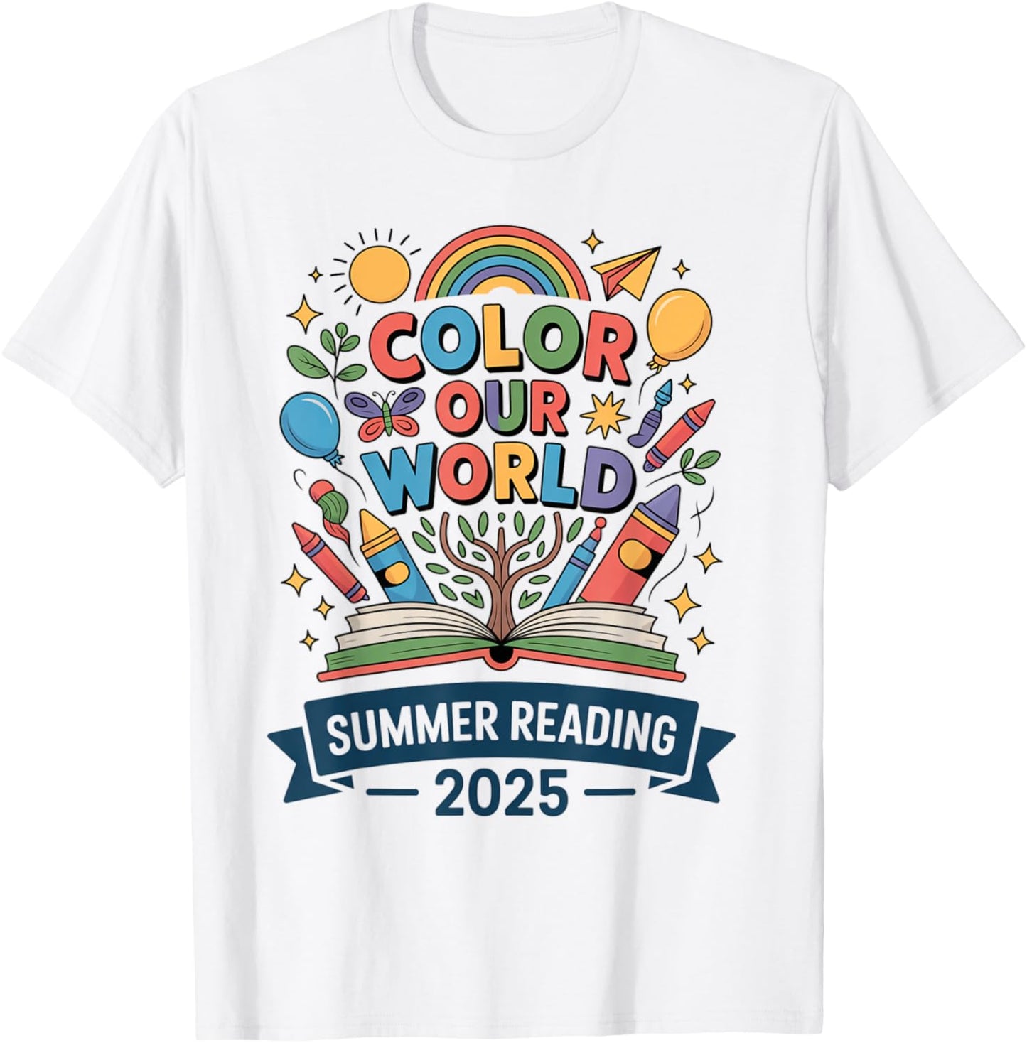 Funny color Our World Summer Reading 2025 Book Wildflowers T-Shirt