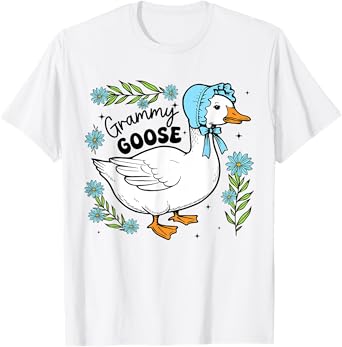 Floral Grammy Goose Cute Silly Goose Mother's Day Womens T-Shirt