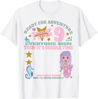 It's My 9th Birthday girl Sign My Shirt Bday T-Shirt