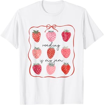 Women Reading Is My Jam Cute Strawberry School Librarian T-Shirt