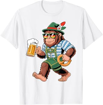 Cute Oktoberfest Bigfoot Lederhosen Beer Lover Party Costume T-Shirt