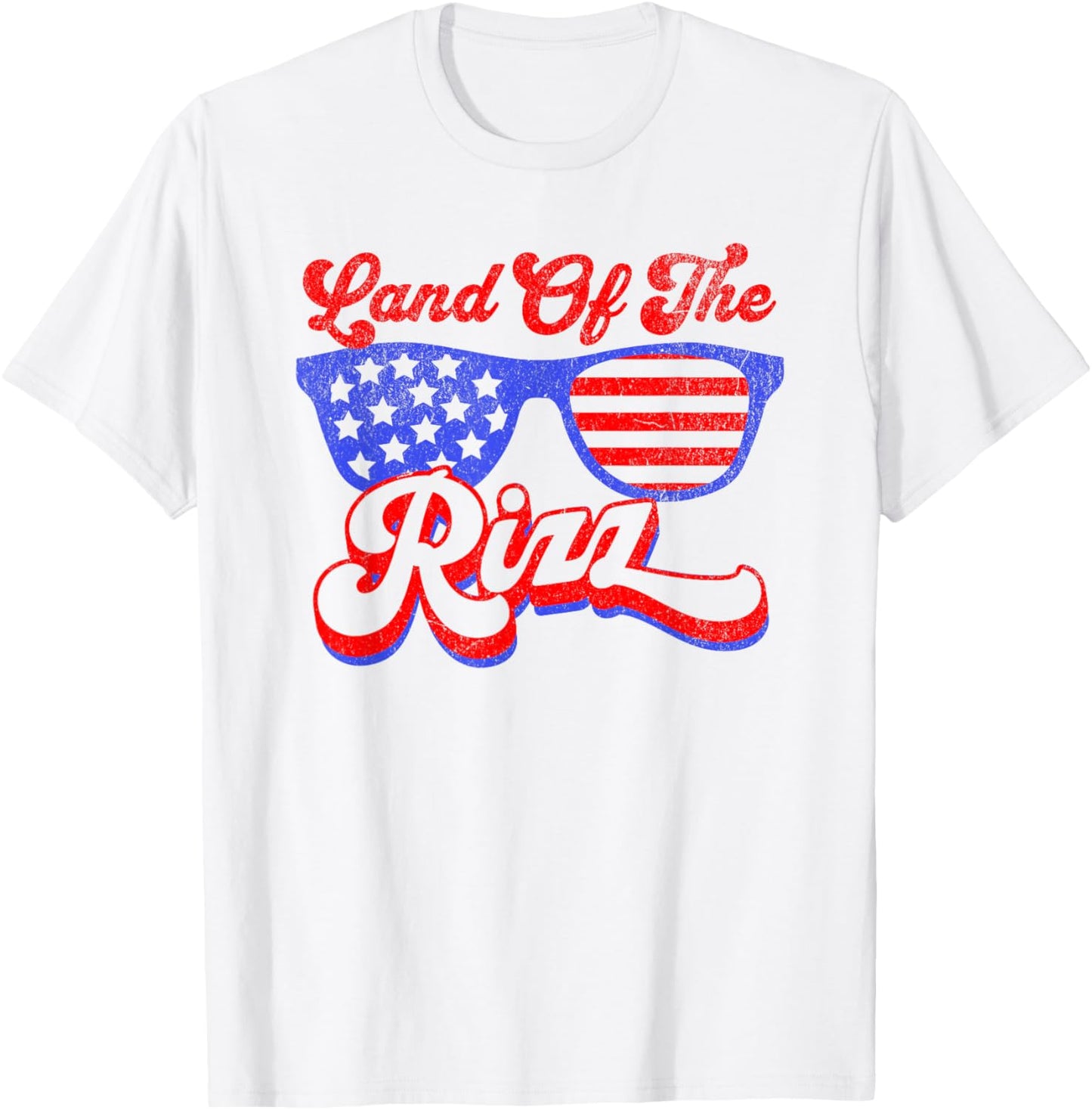Land of the Rizz Funny Patriotic Gen Alpha Slang Sunglasses T-Shirt