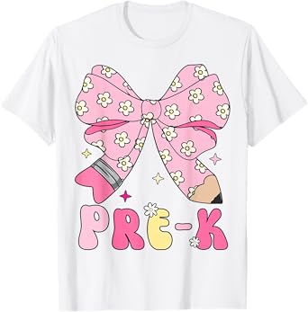 Back To School Pre-k Kid Girl Teacher Prek Coquette Bow T-Shirt