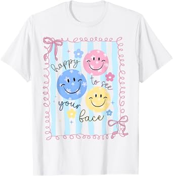 Happy to See Your Face Teacher Coquette Bow Back to School T-Shirt