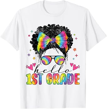 Hello 1st Grade Back To School Black Women Teacher Girls T-Shirt