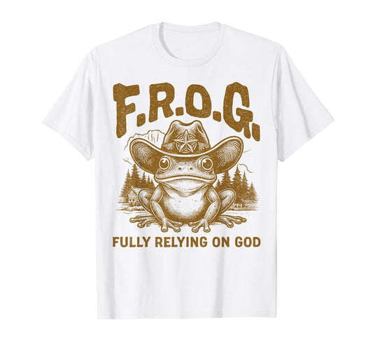 F.R.O.G. Fully Relying On God Cowboy Frog Church T-Shirt
