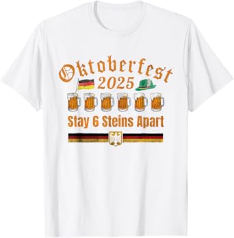 Oktoberfest 2025 6 Stein Apart Beer October Funny Drinking T-Shirt